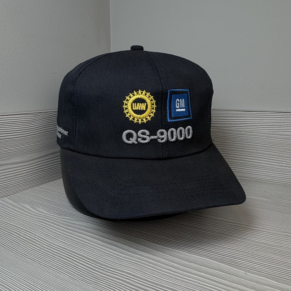 Vintage 90's UAW General Motors Union Hat Automotive GM Cap Black Snapback